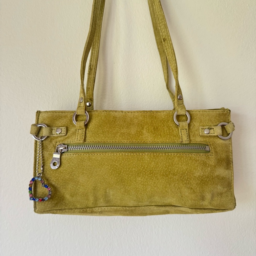 WILSON LEATHER  - Vintage Suede Small Shoulder Bag - Lime Green